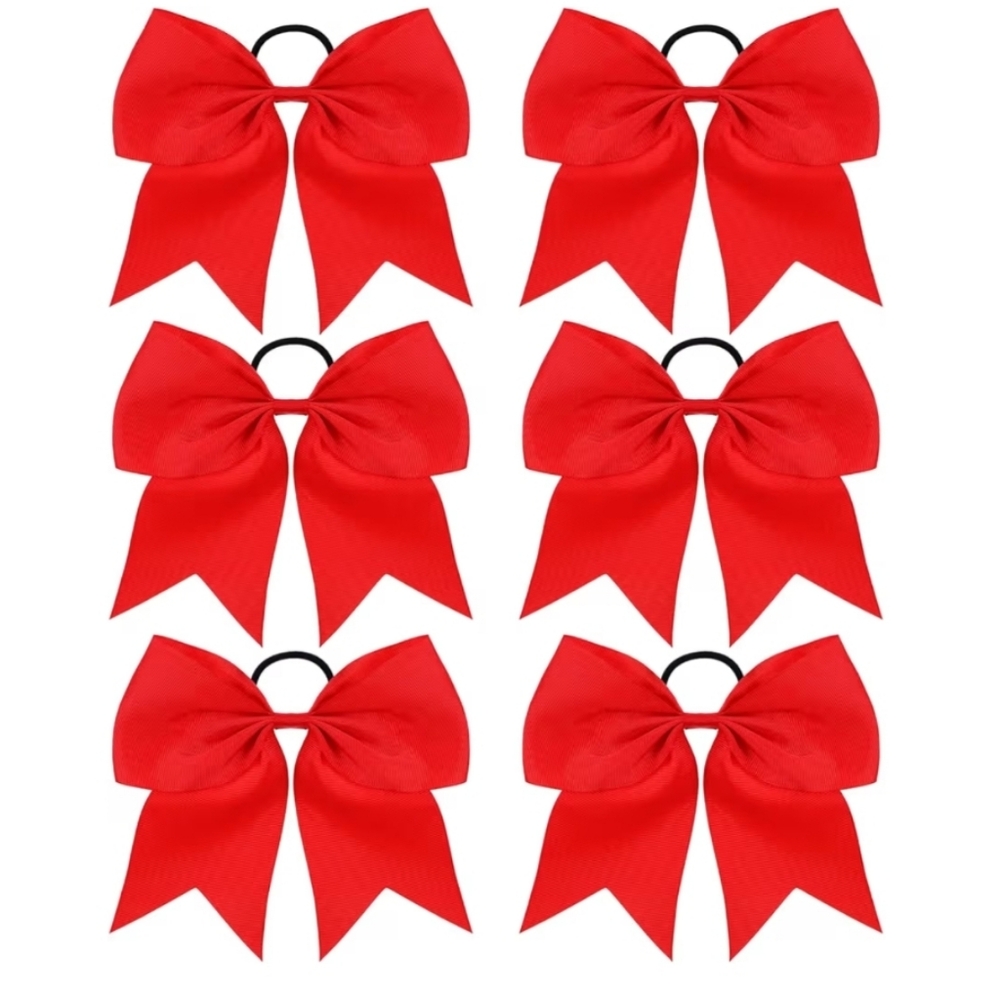 6 Pcs Red Cheer Bows